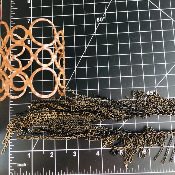 Vintage Fringe Chain Necklace & Modernist Wide Cuff Bracelet - Picture 4 of 16